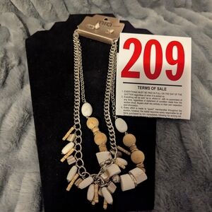 Lot 209 Chunky Beaded 2 Strand Necklace & Pierced Earrings Set